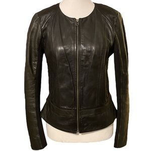 HALOGEN Women’s Black Leather Hybrid Jacket S